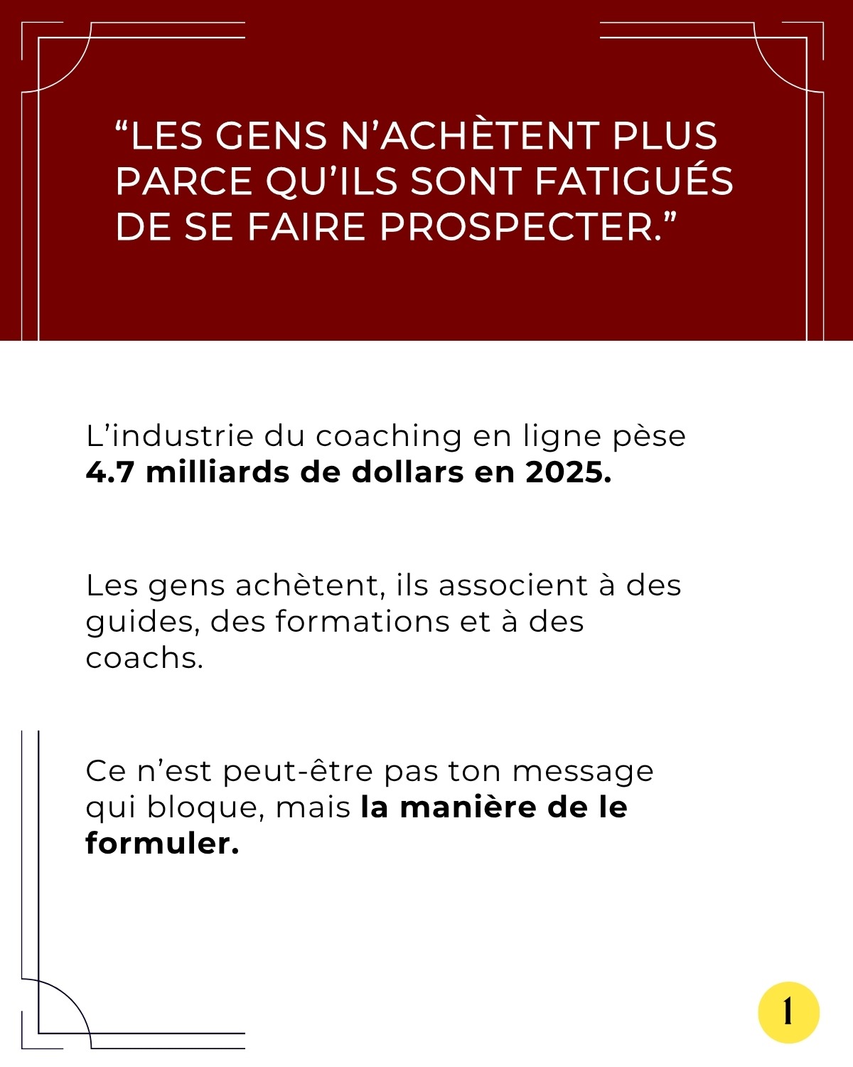 Optimisation de profil LinkedIn Deuxième slide du carrousel LinkedIn réalisé par Léa Moisson, votre Social Media Manager pour ma cliente Amy Thiare, coach de vente et formatrice commerciale.