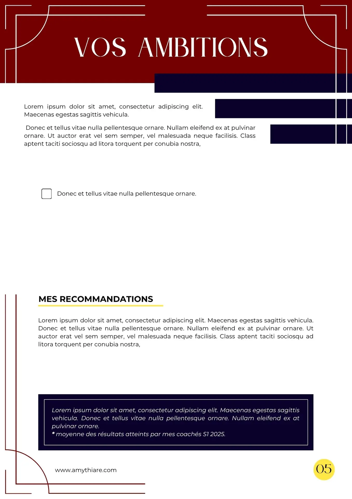 Optimisation de profil LinkedIn Page 5 du document proposition commerciale réalisé par Léa Moisson, votre Social Media Manager pour ma cliente Amy Thiare, coach de vente et formatrice commerciale.